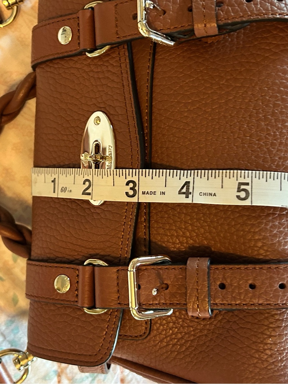 Mulberry Mini Alexa Heavy Grain Leather Satchel Chestnut Brown Retails $1345 EUC - Picture 16 of 17